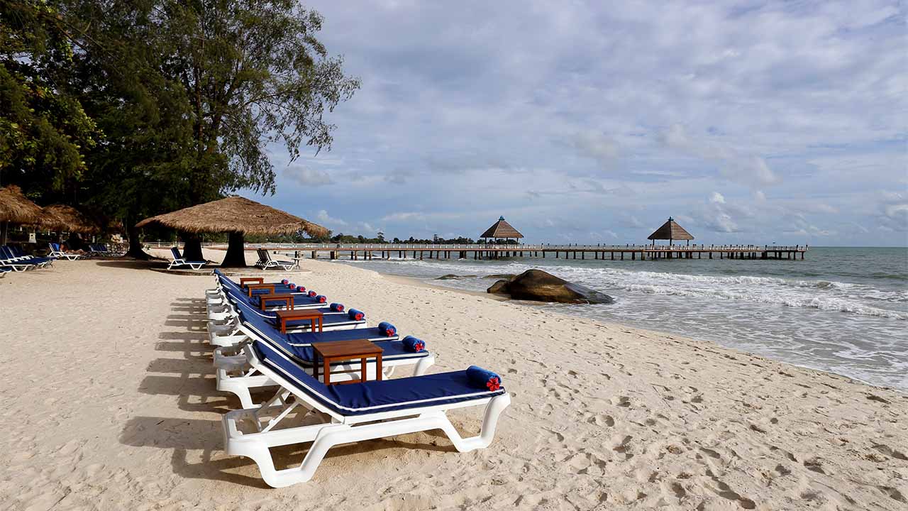 Cambodia beach with clear blue water